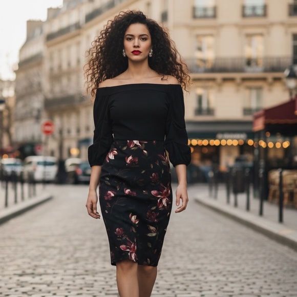 Joseph Ribkoff Dresses & Skirts - Joseph Ribkoff Off-Shoulder Floral Sheath Dress - Size 2